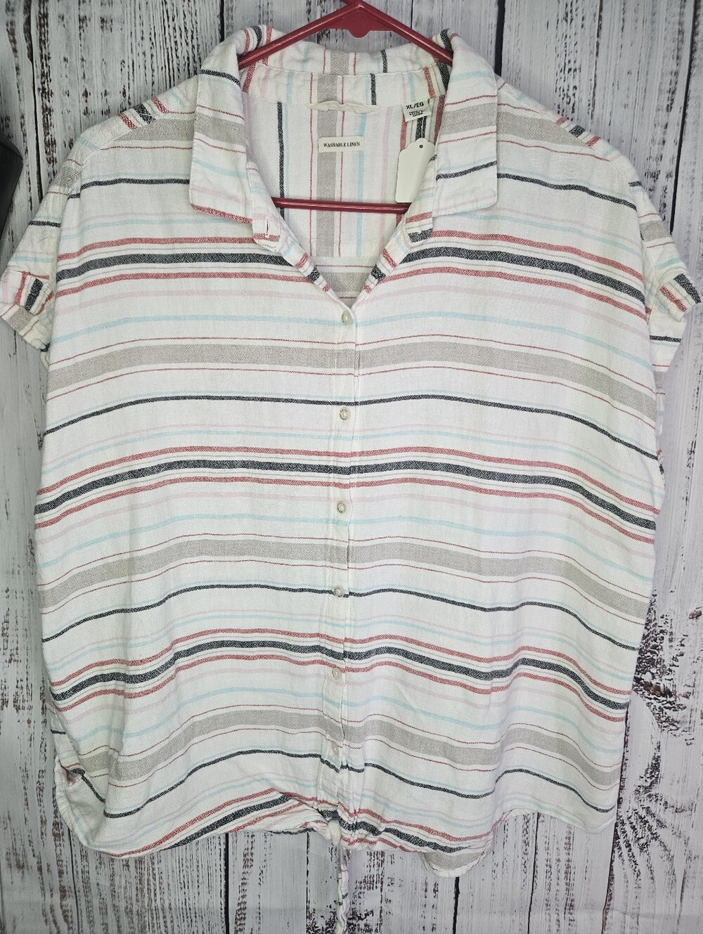 Weatherproof Vintage Button Shirt - White with Pastel Stripes